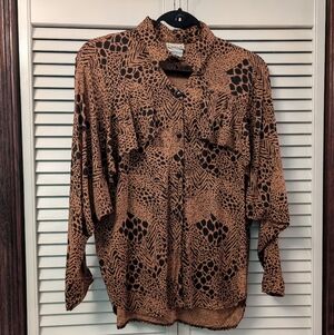 Chic Animal Print Button-Up Blouse